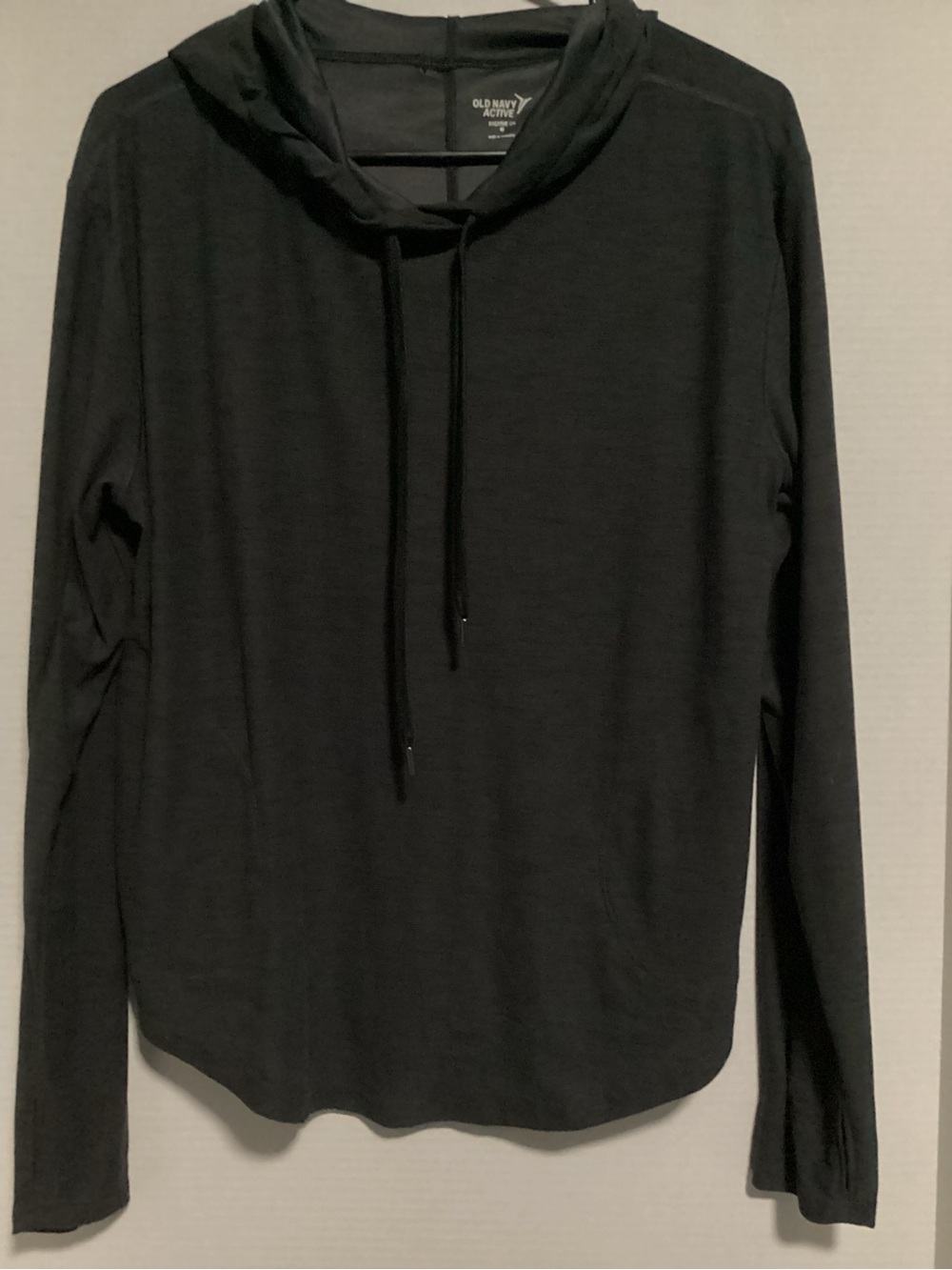 Old Navy Active Charcoal Black Hooded Long-Sleeve Pullover
